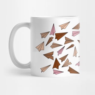 Earthy colors doodle of paper planes pattern Mug